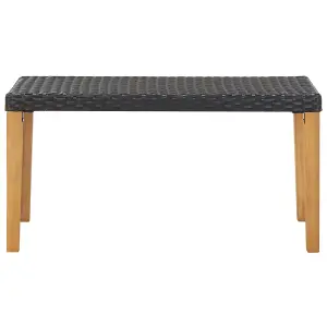 Berkfield Garden Bench 120 cm Black Poly Rattan and Solid Acacia Wood