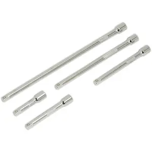 Premium 5 Piece Knurled Extension Bar Set - 1/4 Inch Drive with Spring-Ball Retainers