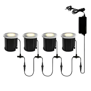 Litecraft Sitka Chrome 3W LED Outdoor 4 x Recessed Deck Light Kit with 5m Cable