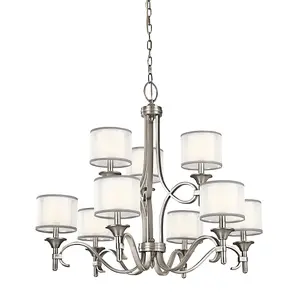 Elstead Lacey 9 Light Chandelier, Antique Pewter, E14