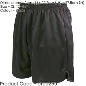 XL - BLACK Adult Soft Touch Elasticated Training Shorts Bottoms - Football Gym