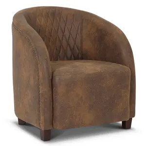 Faux Leather Suede Brown Tub Chair