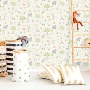 Holden Décor Cream Woodland Smooth Wallpaper