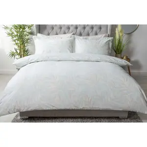 Belledorm Clara Leaves Duvet Cover Set Duck Egg (Superking)