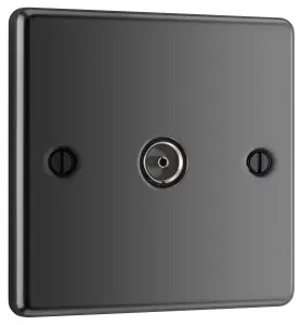 GoodHome Black Nickel Single TV socket