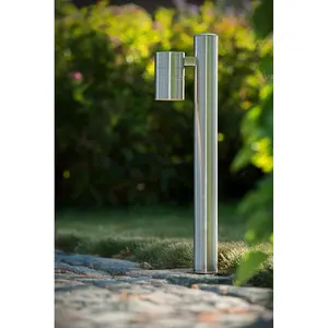 Lucide Arne-Led Modern Bollard Light Outdoor 6,3cm - LED - GU10 - 1x5W 2700K - IP44 - Satin Chrome