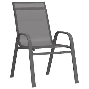 Berkfield Stackable Garden Chairs 2 pcs Grey Textilene Fabric