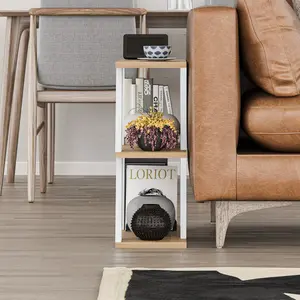 Adriana Side Table Modern Compact Design for Living Room & Bedroom Sapphire Oak/White