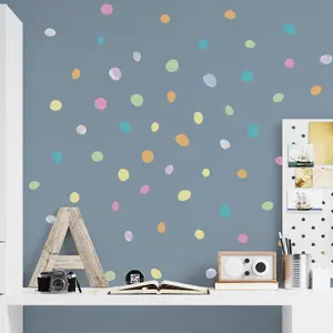 Walplus Dalmatian Polka Dots Pastel & Holographic X 2 Kids Sticker Aluminium Film Multicoloured, Pink