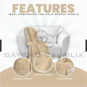 GC GAVENO CAVAILIA Luxury Faux Fur Throw 200X240 CM Biscuit Fleece Blanket for King Bed & Sofa Bed