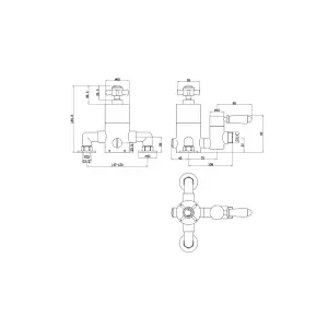 ENKI Trafalgar Chrome Black Traditional Top Outlet Brass Thermostatic Twin Shower Valve T118