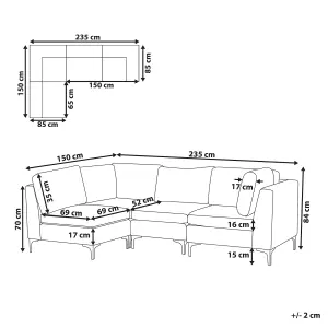 Corner Sofa EVJA Grey Velvet Right Hand