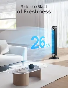 Dreo Cruiser Pro T2 Tower Fan for Bedroom, Smart Oscillating Quiet Floor Fan, Remote and WiFi Voice Control,