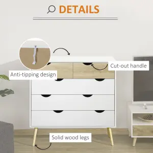 HOMCOM Chest of Drawers, 5 Drawer Storage Cabinet Unit Bedroom Living Room