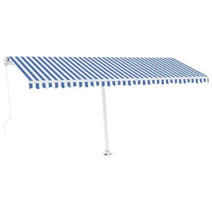 Berkfield Manual Retractable Awning with LED 500x300 cm Blue and White