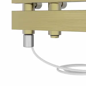 Right Radiators Prefilled Electric Heated Towel Rail D-shape Ladder Warmer Rads - 1600x600mm Brushed Brass