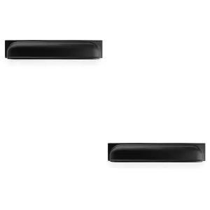 2 PACK - Backplate Cup Handle - Matt Black 203mm Centres Solid Brass Shaker Drawer Pull