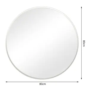 Sasheer - Round Framed Wall Mounted Mirror Silver / 80cm H x 80cm W