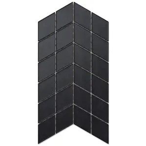 Glass mosaic on mesh for bathroom or kitchen 17.2cm x 29.8cm - Mini Soft Black Chevron