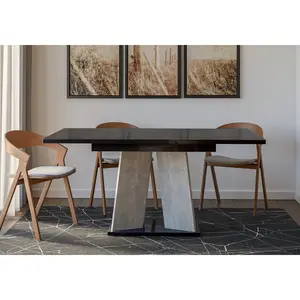 Extendable Dining Table Alekzander Black/Light Grey