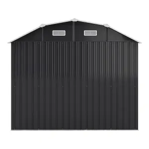 Large Charcoal Black Galvanized Steel Acrylic Storage Shed Slope Roof Double Door