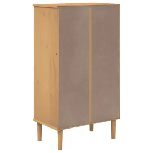 Shoe Cabinet SENJA Rattan Look Brown 59.5x35x107 cm Solid Wood