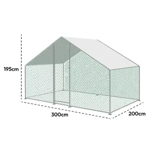 KCT Large Walk-In Chicken / Run Duck Pen - 2 x 3m - Outdoor Garden Pet/Dog Enclosure Kennel Hen Coop - Galvanised