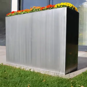 80cm Long Zinc Silver 60cm Tall Trough Planter