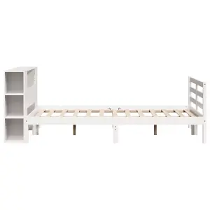 Berkfield Bookcase Bed without Mattress White 135x190 cm Double Solid Wood Pine