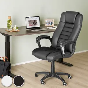 tectake Luxury office chair made of artificial leather - desk chair computer chair - white