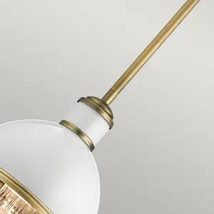 Luminosa Kichler Tollis Globe Pendant Ceiling Light Natural Brass & White