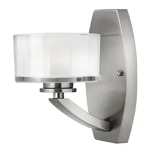 Elstead Meridian 1 Light Wall Light Brushed Nickel Glass Shade, G9