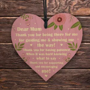 Red Ocean THANK YOU Gift Ideas For Mum Mummy Birthday Mothers Day Gift Shabby Chic Wood Heart Mum