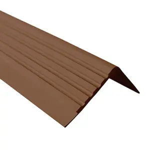 Stair non anti slip nosing rubber angle step edge trim PVC RS 90cm brown