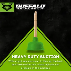 Buffalo Premium Kitchen and Bathroom Green Cup Plunger GIANT