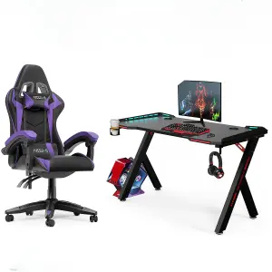 E-Sports Swivel Chair and RGB Lighting Gaming Deskfor Gamer Workstation