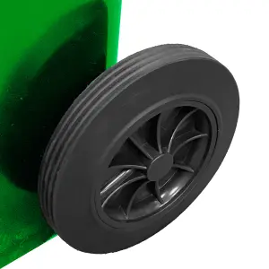 Express Wheelie Bins -  Green Outdoor Wheelie Bin for Trash and Rubbish 120L with Rubber Wheels