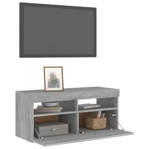 Berkfield TV Cabinet with LED Lights Grey Sonoma 90x35x40 cm