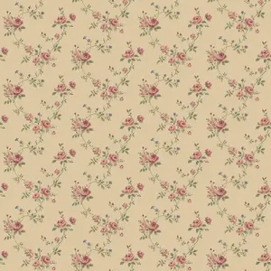 Galerie Miniatures 2 Pink Green Blue Cream Medium Rose Trail Smooth Wallpaper