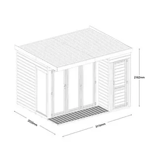 Mercia 10x8 ft with Bi-fold door & 1 window Pent Wooden Summer house (H)2162mm x (W)3024mm