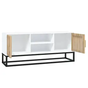 Berkfield TV Cabinet White 105x30x45 cm Engineered Wood and Iron