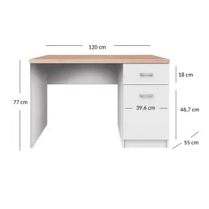 Andy Desk with Storage - White