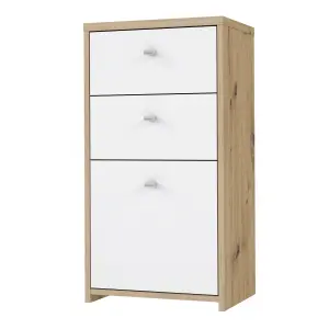 Best Chest Storage Cabinet 2 Drawers 1 Door in Artisan Oak/White