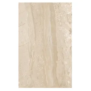 Travertina Light beige Gloss Flat Ceramic Indoor Wall Tile, Pack of 10, (L)402.4mm (W)251.6mm