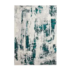 Grey Green Abstract Rug, 8mm Thick Easy to Clean Rug, Grey Green Rug for Bedroom, LivingRoom & DiningRoom-120cm X 170cm