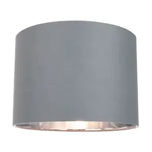 Contemporary Grey Cotton 12 Table/Pendant Lamp Shade with Shiny Silver Inner