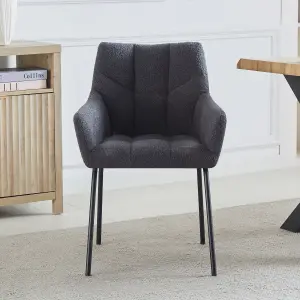 Set of 2 Maranello Fabric Dining Chairs - Dark Grey