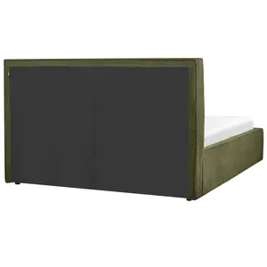 Boucle EU King Size Ottoman Bed Dark Green MOISSAC