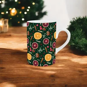 Purely Home Mulled Christmas Mug - Xmas Fruits & Spices Gift Mug Ceramic Tea/Coffee Cup