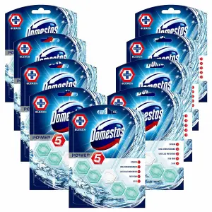 Domestos Power 5 with Bleach Toilet Rim Block 55g, Pack of 9